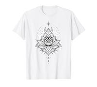 Lotus Moon Sacred Geometry Yoga Meditation Art Value Graphic T-Shirt, Men, White, L