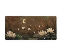 Lotus Mouse Mat Moon Mouse Pad Large 700x400x3 mm XXL Mouse Mat with Anti-Slip Rubber Base Smooth Surface, Desk Mat Stitched Edges Computer Accessories for Home Office Work, Woman Gifts for Men G258