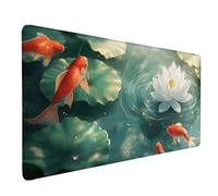 Lotus Mouse Pad Large 900x300mm, Green Gaming Mouse Pad Waterproof Desk Mat with 3MM Stitched Edges, Non-Slip Rubber Base Mousepad Computer Accessories for Gaming, PC, Office, Home, Gifts -lsy2603K4