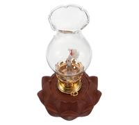 Lotus Oil Lamp Lantern Brown Ceramic Glass Metal for Indoor Use