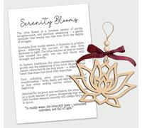 Lotus Ornament - Serenity Blooms Story Card - Wooden Lotus Flower Design - Symbol of Purity Strength and Spiritual Growth - Inspirational Keepsake Representing Peace and Transformation