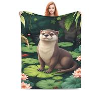 Lotus Otter Airplane Blanket Gifts,Gothic Blanket for Bed Soft Cozy Fluffy Couch Blankets,Blankets for Bed Living Room Sofa Couch Valentines Day Decor50 X40