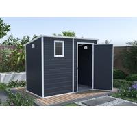Lotus Oxonia Pent Plastic Garden Shed with Floor - 8x5ft - Anthracite Grey