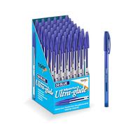 Lotus Pack of 50 Coloured Ink Medium Point Nib Ultra Glide Smooth Ink Precision Ballpoint Pens (Blue, 50 Pack)