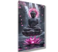 Lotus Paint by Numbers for Adults 28x56inch Small Painting by Number Canvas Kits with Acrylic Paint Brushes, Hobbies for Adults Women Paint-by-Numbers for Room Decor Wall Art, Zen,Without Frame,929-W