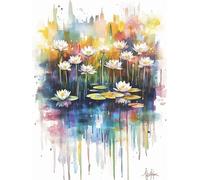 Lotus Paint by Numbers for Adults Beginner with Frame, Color Painting by Numbers for Children, DIY Acrylic Oil Painting Number Kits Art Crafts, Hobbies for Adults Room Wall Decor 30x40 cm Q-4793