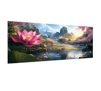 Lotus Paint by Numbers for Adults, Lake Large Paint by Numbers Kits on Canvas with Acrylic and Brushes, DIY Craft Oil Painting Art Kits for Beginners, Perfect for Gift Home Decor, 24x48 Inch 02w-481