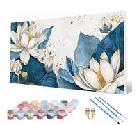 Lotus Paint by Numbers for Adults, Paint by Numbers Plant Pattern Design Painting Kits, Acrylic Painting Kit with 3 Brushes Adult Crafts for Room Decor, Wall Art, Gifts for Women 50x100cm -hcw2507Q7
