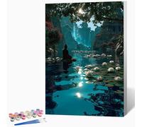 Lotus Paint by Numbers for Adults Zen Paint by Numbers Kits, Hobbies for Adults Women, DIY Acrylic Pigment Color Oil Drawing Kits Wall Art for Living Room Decor 16x24 Inch (Without Frame) -LKF07581