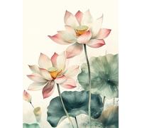 Lotus Paint by Numbers Kits for Adults Beginners, 50X70CM Large Paint by Numbers Lotus Leaf Pattern, DIY Oil Paintings Kits with 3 Paintbrushes and Acrylic Pigment, Home Wall Room Decor, Model 942