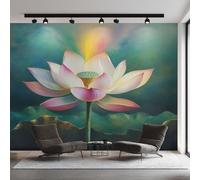 Lotus Photo Wallpaper, Botanical Flower Lotus Wallpaper Mural, 150X105cm Wall Paper for Bedroom Living Room, Non-Woven Wall Mural Room Decor EL&D66