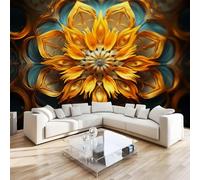 Lotus Plant Mural Wallpaper 3D Effect Painted Abstract Non-Woven Self-Adhesive Wallpaper Removable Large Photo Sticker TV Background Wall Decor for Living Room Bedroom 430x300 cm