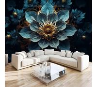 Lotus Plant Mural Wallpaper 3D Effect Painted Abstract Non-Woven Self-Adhesive Wallpaper Removable Large Photo Sticker TV Background Wall Decor for Living Room Bedroom 200x140 cm
