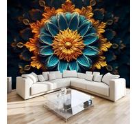 Lotus Plant Wall Mural 3D Effect Painted Abstract Non-Woven Self-Adhesive Wallpaper Living Room Bedroom Home Decor TV Background Large Art Wall Painting 150x100 cm