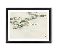 Lotus Pond By Kono Baireir Asian Japanese Framed Print | A4 Black Framed Wall Art | Ready to Hang | Asian Floral Picture | Living Room Bedroom Lounge Office