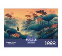 Lotus Pond Sunset Sturdy Paper Pieces Ideal for Training Logical Thinking, Memory And Concentration in Free Time 52x38cm/1000pcs
