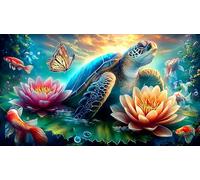 Lotus-pond-turtle 1000 Pieces Jigsaw Puzzles for Adults Educational Games Jigsaw Puzzle Home Decoration for The Whole for Women, Gifts for Men 75x50cm/1000pcs
