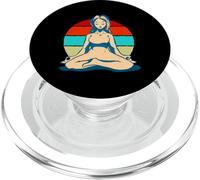 Lotus Pose Girl Meditation Yoga Retro Vintage Sunset Zen PopSockets PopGrip for MagSafe