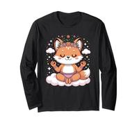 Lotus Pose Mandala Design for Mindfulness Cute Yoga Fox Long Sleeve T-Shirt