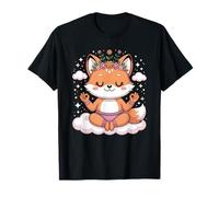 Lotus Pose Mandala Design for Mindfulness Cute Yoga Fox T-Shirt