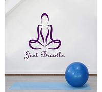 WYFCL Lotus Pose Wall Decals Just Breathe Quote Vinyl Stickers Yoga Studio Meditation Room Gym Interior Decoration Abstract Wallpaper 74X84Cm