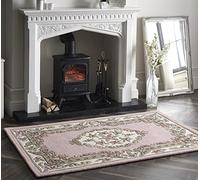 Lotus Premium Traditional Rug Aubusson Wool Heavy Thick Floral Hand Tufted Classic Rug Pink X-Small 60x120 cm (2'x3'11''')