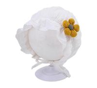 (lotus root starch, One size) Adjustable Cotton Hat Soft & Breathable Elegant Lace Bonnet Cotton Hat Fashionable Suitable for Infants Aged 0-2 years White