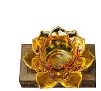 Lotus Shaped Candle Holder Glass Floating Candle and Tea Light Holder with Practical Wind Protection for Use (((amber))