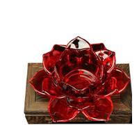 Lotus Shaped Candle Holder Glass Floating Candle and Tea Light Holder with Practical Wind Protection for Use (((red))
