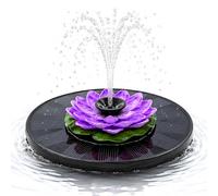 Lotus Solar Fountain Pump Floating Mini Solar Powered Water Fountain for Birdbaths Garden Pond Pool 4 Spray Patterns No Battery Required 7V 1.4W Solar Panel 180L H Flow Lotus (Lotus 3)