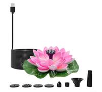 Lotus Solar Fountain Pump| USB Powered Water Feature for Garden Bird Bath Pond| Quiet Operation with Multiple Nozzles| Purple White Pink Decoration(pink)