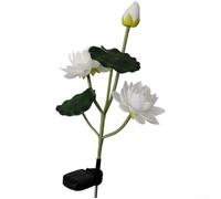 Lotus Solar Garden Lights 3 Head Flower Stake LED String Outdoor Pathway Decor 80cm(White)