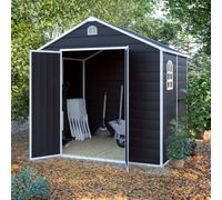 Lotus Sono Apex Plastic Garden Storage Shed with Foundation Kit - 6x6ft - Anthracite Grey