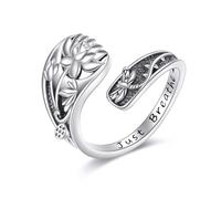 Lotus Spoon Rings 925 Sterling Silver Vintage Boho Lotus Thumb Oxidized Wrap Rings Victorian Style Antique Floral Jewelry Gifts for Women
