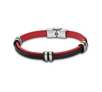 LOTUS STYLE Leather Bracelet LS1829-2/3 Women/Men Black Red D2JLS1829-2-3 A Beautiful Gift for Christmas, Birthday, Valentine's Day for Women, for Men, 22 centimeters, Leather Stainless steel Leather