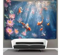 Lotus Tapestry Golden Koi in The Pond Wall Hanging Tapestries for Bedroom Living Room Apartment Dorm Decorations Wall Art Decor 70cmx100cm
