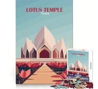Lotus Temple, India for Adults 1000 Piece Jigsaw Puzzle Serene Game Perfect Connection Pattern Build Birthday Surprise (50x75cm)