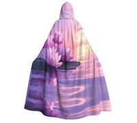 lotus Unisex Adults Hooded Cloak Cape - Black & White Hooded Cloaks for Halloween Cosplay Costumes