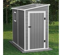 Lotus Veritas Lean-To Plastic Garden Shed with Floor - 6x4ft - Light Grey