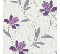Lotus Wallpaper As Creation Floral Textured Glitter Vinyl Grey Purple White