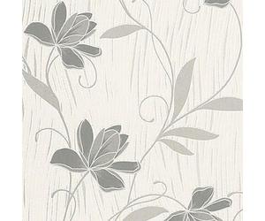 Lotus Wallpaper AS Creation Floral Textured Glitter Vinyl Grey Silver White
