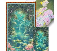 Lotus Waterfall Full 14CT DIY Stamped Cross Stitch Kit Large 40x70cm Home Decor