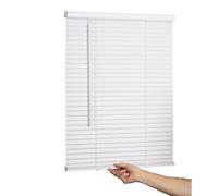 LOTUS & WINDOWARE Cordless Mini Blind, 1" Vinyl Slats, 34.5" Wide x 36" Long - White, Window Blinds for Home and Office, Interior Door Blinds - Light Filtering