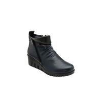 Lotus Women's 'Cordelia' Leather Wedge Ankle Boots in Navy | Size: 7 Lotus Navy 7