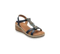 Lotus Women's 'Letica' Open-Toe Wedge Sandals in Navy | Size: 6 Lotus Navy 6