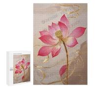 Lotus Wooden 1000 Piece Puzzle - Beautiful Flower Design for Adults, Meditative Activity, Nature Lovers Gift, Finished Size 20 x 30 Inches