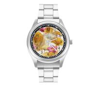 Lotus1 Leaves and Flowers Men's Fashion Watch Business Dress Watches Casual Analog Wristwatch Novelty Funny