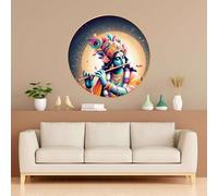 LOTUSAMAR Radha Krishna Wall Painting for Wall Decoration with Frame Sparkle Glossy Round Golden Framed Large Painting Office, Living Room, Bedroom, Home Decoration (40x40 Cm CH-RKR17)
