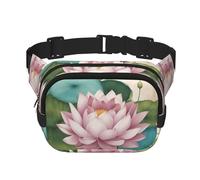 Lotuses Flower Namaste Print Waist Pack Square Waist Bag Workout Hiking Running Travel Gym Pretty Zipper Fashion