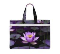 lotuses flower Purple 10.6 * 15 Inch Handheld Bag 2 Zipper Pockets Generous Capacity for Files - Ideal for dy and TravelWork,Stu